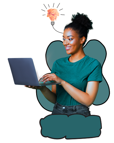Woman holding laptop